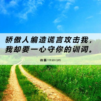 Picture 06 - 诗 篇 119:69 CUVS - 骄 傲 人 编 造 谎 言 攻 击 我 ， 我 - Bible Verse Picture
