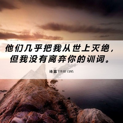 Picture 06 - 诗 篇 119:87 CUVS - 他 们 几 乎 把 我 从 世 上 灭 绝 ， - Bible Verse Picture