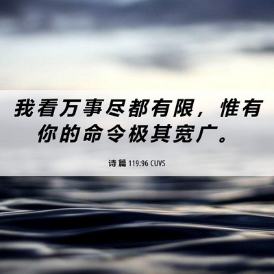 Picture 06 - 诗 篇 119:96 CUVS - 我 看 万 事 尽 都 有 限 ， 惟 有 你 - Bible Verse Picture