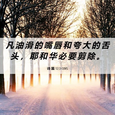 Picture 06 - 诗 篇 12:3 CUVS - 凡 油 滑 的 嘴 唇 和 夸 大 的 舌 头 - Bible Verse Picture