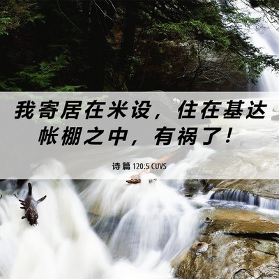 Picture 06 - 诗 篇 120:5 CUVS - 我 寄 居 在 米 设 ， 住 在 基 达 帐 - Bible Verse Picture