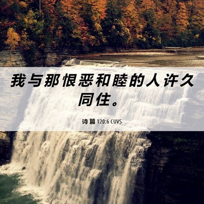 Picture 06 - 诗 篇 120:6 CUVS - 我 与 那 恨 恶 和 睦 的 人 许 久 同 - Bible Verse Picture