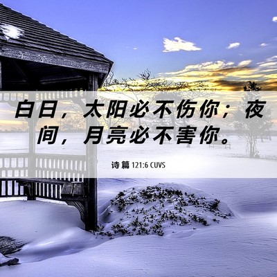 Picture 06 - 诗 篇 121:6 CUVS - 白 日 ， 太 阳 必 不 伤 你 ； 夜 间 - Bible Verse Picture