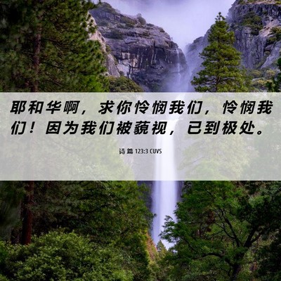 Picture 06 - 诗 篇 123:3 CUVS - 耶 和 华 啊 ， 求 你 怜 悯 我 们 ， - Bible Verse Picture