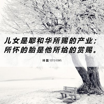 Picture 06 - 诗 篇 127:3 CUVS - 儿 女 是 耶 和 华 所 赐 的 产 业 ； - Bible Verse Picture