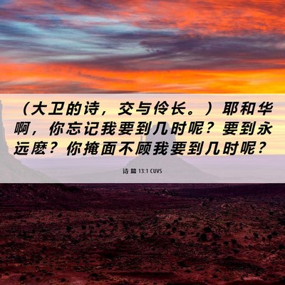 Picture 06 - 诗 篇 13:1 CUVS - （ 大 卫 的 诗 ， 交 与 伶 长 。 ） - Bible Verse Picture