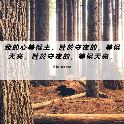 Picture 06 - 诗 篇 130:6 CUVS - 我 的 心 等 候 主 ， 胜 於 守 夜 的 - Bible Verse Picture