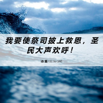Picture 06 - 诗 篇 132:16 CUVS - 我 要 使 祭 司 披 上 救 恩 ， 圣 民 - Bible Verse Picture