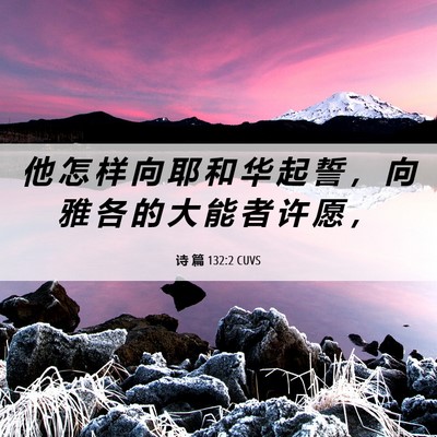 Picture 06 - 诗 篇 132:2 CUVS - 他 怎 样 向 耶 和 华 起 誓 ， 向 雅 - Bible Verse Picture