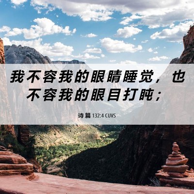 Picture 06 - 诗 篇 132:4 CUVS - 我 不 容 我 的 眼 睛 睡 觉 ， 也 不 - Bible Verse Picture
