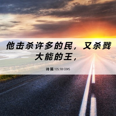 Picture 06 - 诗 篇 135:10 CUVS - 他 击 杀 许 多 的 民 ， 又 杀 戮 大 - Bible Verse Picture