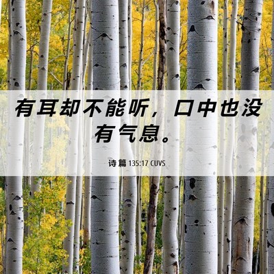 Picture 06 - 诗 篇 135:17 CUVS - 有 耳 却 不 能 听 ， 口 中 也 没 有 - Bible Verse Picture