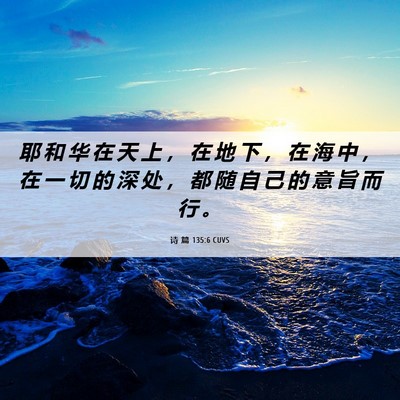 Picture 06 - 诗 篇 135:6 CUVS - 耶 和 华 在 天 上 ， 在 地 下 ， 在 - Bible Verse Picture