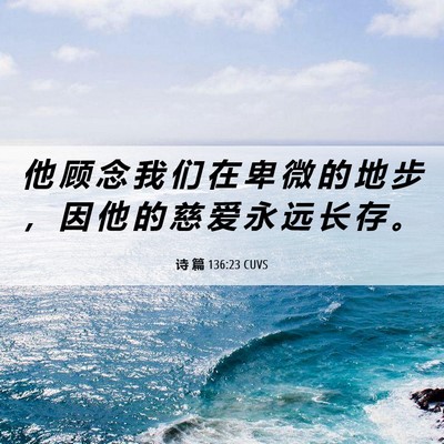 Picture 06 - 诗 篇 136:23 CUVS - 他 顾 念 我 们 在 卑 微 的 地 步 ， - Bible Verse Picture
