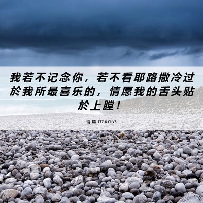 Picture 06 - 诗 篇 137:6 CUVS - 我 若 不 记 念 你 ， 若 不 看 耶 路 - Bible Verse Picture