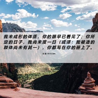Picture 06 - 诗 篇 139:16 CUVS - 我 未 成 形 的 体 质 ， 你 的 眼 早 - Bible Verse Picture