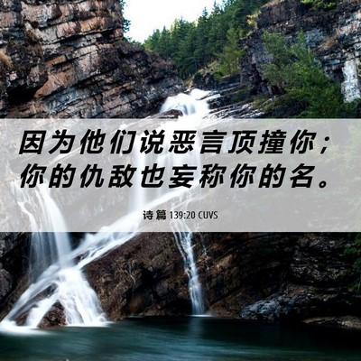 Picture 06 - 诗 篇 139:20 CUVS - 因 为 他 们 说 恶 言 顶 撞 你 ； 你 - Bible Verse Picture