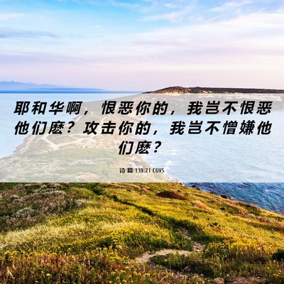 Picture 06 - 诗 篇 139:21 CUVS - 耶 和 华 啊 ， 恨 恶 你 的 ， 我 岂 - Bible Verse Picture