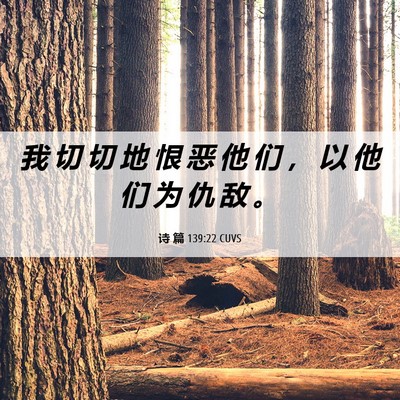 Picture 06 - 诗 篇 139:22 CUVS - 我 切 切 地 恨 恶 他 们 ， 以 他 们 - Bible Verse Picture