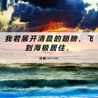 Picture 06 - 诗 篇 139:9 CUVS - 我 若 展 开 清 晨 的 翅 膀 ， 飞 到 - Bible Verse Picture