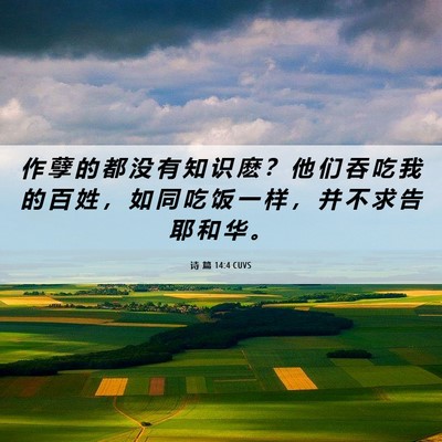 Picture 06 - 诗 篇 14:4 CUVS - 作 孽 的 都 没 有 知 识 麽 ？ 他 们 - Bible Verse Picture