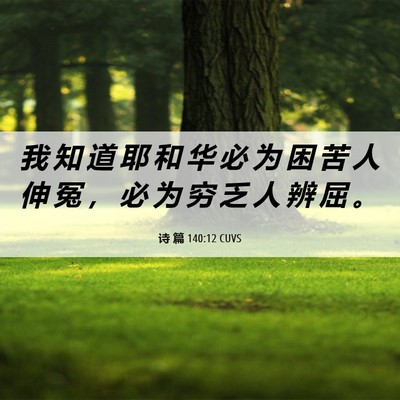 Picture 06 - 诗 篇 140:12 CUVS - 我 知 道 耶 和 华 必 为 困 苦 人 伸 - Bible Verse Picture