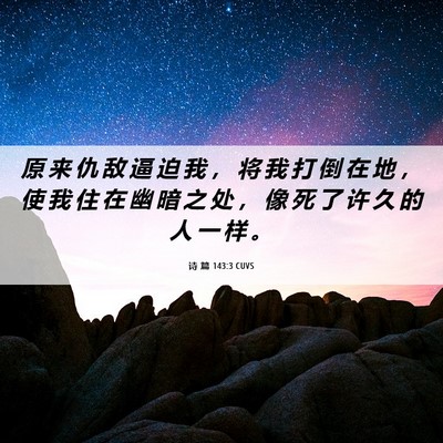 Picture 06 - 诗 篇 143:3 CUVS - 原 来 仇 敌 逼 迫 我 ， 将 我 打 倒 - Bible Verse Picture