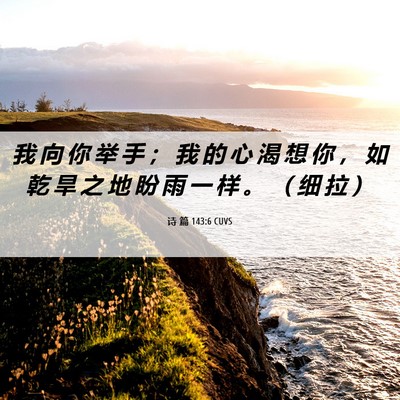 Picture 06 - 诗 篇 143:6 CUVS - 我 向 你 举 手 ； 我 的 心 渴 想 你 - Bible Verse Picture