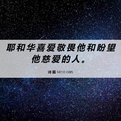 Picture 06 - 诗 篇 147:11 CUVS - 耶 和 华 喜 爱 敬 畏 他 和 盼 望 他 - Bible Verse Picture