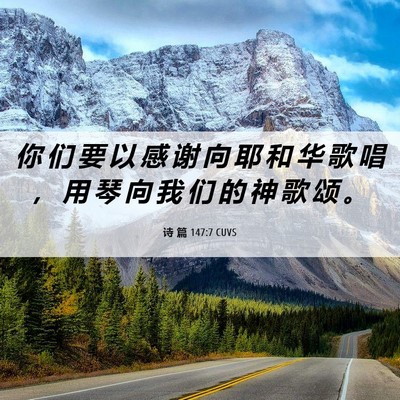 Picture 06 - 诗 篇 147:7 CUVS - 你 们 要 以 感 谢 向 耶 和 华 歌 唱 - Bible Verse Picture