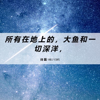 Picture 06 - 诗 篇 148:7 CUVS - 所 有 在 地 上 的 ， 大 鱼 和 一 切 - Bible Verse Picture