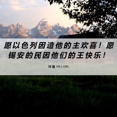 Picture 06 - 诗 篇 149:2 CUVS - 愿 以 色 列 因 造 他 的 主 欢 喜 ！ - Bible Verse Picture