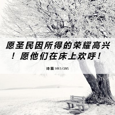 Picture 06 - 诗 篇 149:5 CUVS - 愿 圣 民 因 所 得 的 荣 耀 高 兴 ！ - Bible Verse Picture