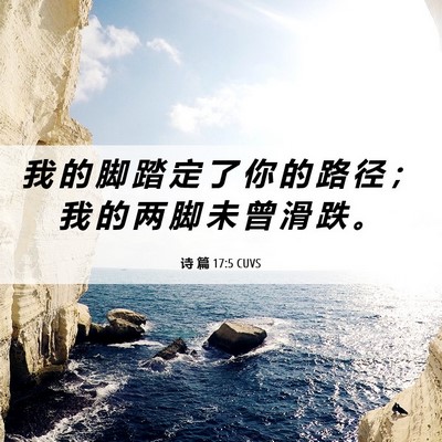 Picture 06 - 诗 篇 17:5 CUVS - 我 的 脚 踏 定 了 你 的 路 径 ； 我 - Bible Verse Picture