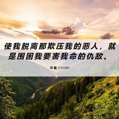 Picture 06 - 诗 篇 17:9 CUVS - 使 我 脱 离 那 欺 压 我 的 恶 人 ， - Bible Verse Picture