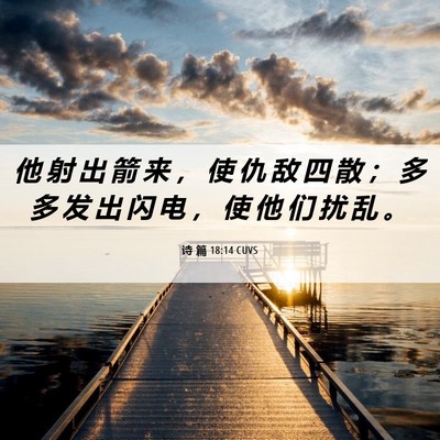 Picture 06 - 诗 篇 18:14 CUVS - 他 射 出 箭 来 ， 使 仇 敌 四 散 ； - Bible Verse Picture