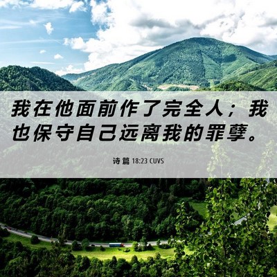Picture 06 - 诗 篇 18:23 CUVS - 我 在 他 面 前 作 了 完 全 人 ； 我 - Bible Verse Picture