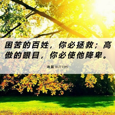 Picture 06 - 诗 篇 18:27 CUVS - 困 苦 的 百 姓 ， 你 必 拯 救 ； 高 - Bible Verse Picture
