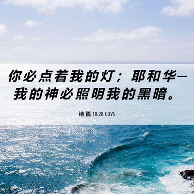 Picture 06 - 诗 篇 18:28 CUVS - 你 必 点 着 我 的 灯 ； 耶 和 华 ─ - Bible Verse Picture