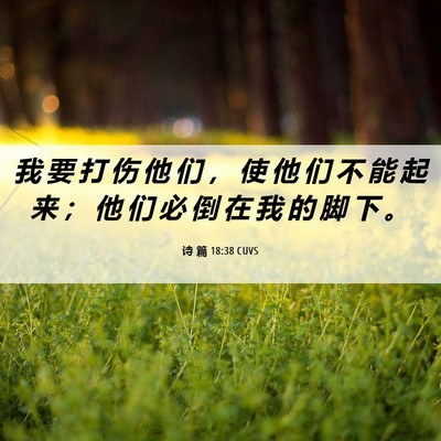 Picture 06 - 诗 篇 18:38 CUVS - 我 要 打 伤 他 们 ， 使 他 们 不 能 - Bible Verse Picture