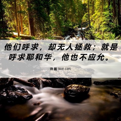 Picture 06 - 诗 篇 18:41 CUVS - 他 们 呼 求 ， 却 无 人 拯 救 ； 就 - Bible Verse Picture