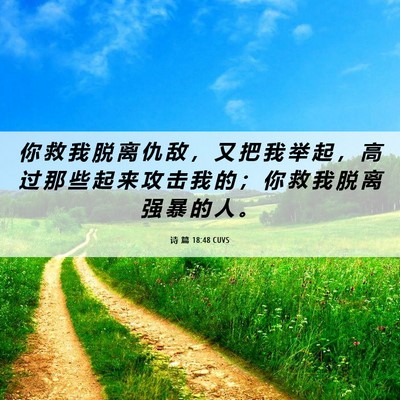 Picture 06 - 诗 篇 18:48 CUVS - 你 救 我 脱 离 仇 敌 ， 又 把 我 举 - Bible Verse Picture