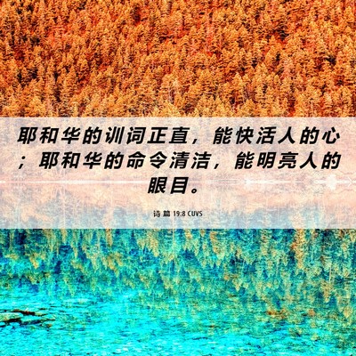 Picture 06 - 诗 篇 19:8 CUVS - 耶 和 华 的 训 词 正 直 ， 能 快 活 - Bible Verse Picture