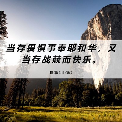 Picture 06 - 诗 篇 2:11 CUVS - 当 存 畏 惧 事 奉 耶 和 华 ， 又 当 - Bible Verse Picture