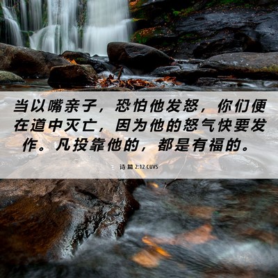 Picture 06 - 诗 篇 2:12 CUVS - 当 以 嘴 亲 子 ， 恐 怕 他 发 怒 ， - Bible Verse Picture