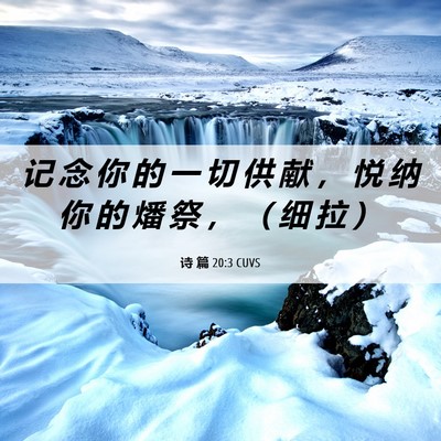 Picture 06 - 诗 篇 20:3 CUVS - 记 念 你 的 一 切 供 献 ， 悦 纳 你 - Bible Verse Picture