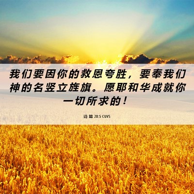 Picture 06 - 诗 篇 20:5 CUVS - 我 们 要 因 你 的 救 恩 夸 胜 ， 要 - Bible Verse Picture