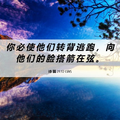 Picture 06 - 诗 篇 21:12 CUVS - 你 必 使 他 们 转 背 逃 跑 ， 向 他 - Bible Verse Picture