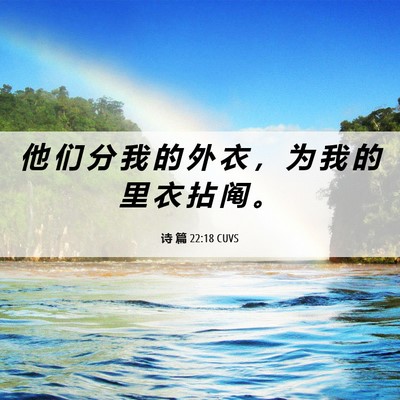 Picture 06 - 诗 篇 22:18 CUVS - 他 们 分 我 的 外 衣 ， 为 我 的 里 - Bible Verse Picture