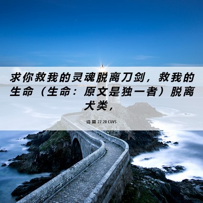 Picture 06 - 诗 篇 22:20 CUVS - 求 你 救 我 的 灵 魂 脱 离 刀 剑 ， - Bible Verse Picture